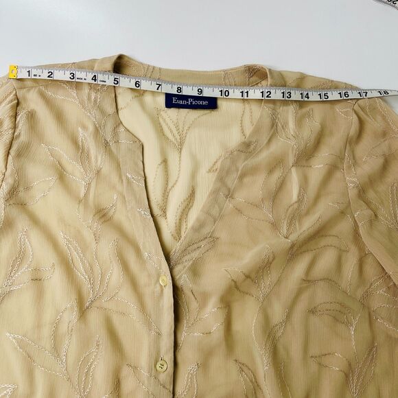 Vintage Blouse Large Sheer Blouse Flowy Evan Picone Vintage Floral Pattern Large - Picture 9 of 13